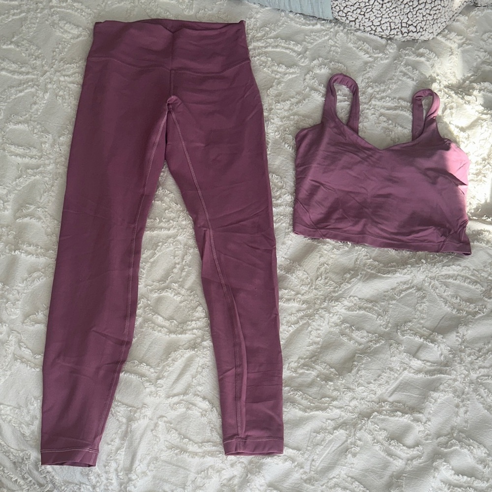 Lululemon Purple Leggings and Sports Bra Set